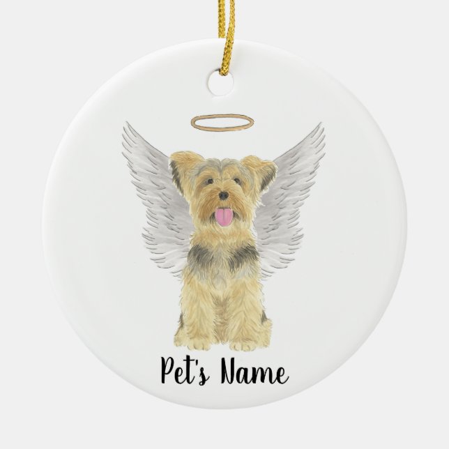 Yorkshire Terrier Yorkie Sympathy Memorial Ceramic Ornament (Front)