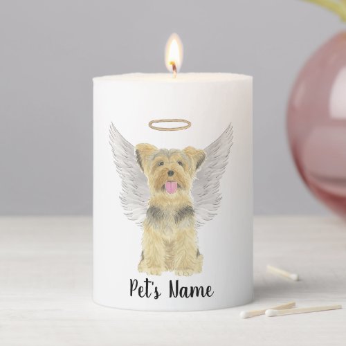 Yorkshire Terrier Yorkie Sympathy Memorial Pillar Candle