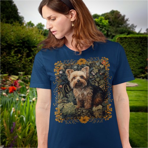 Yorkshire Terrier Yorkie William Morris Style T_Shirt