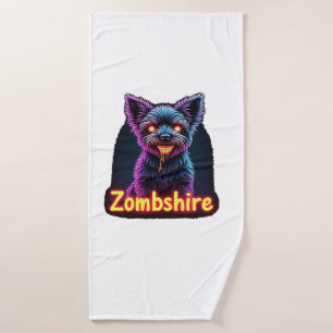Yorkshire Terrier Yorkie Zombie Dog Halloween Over Bath Towel