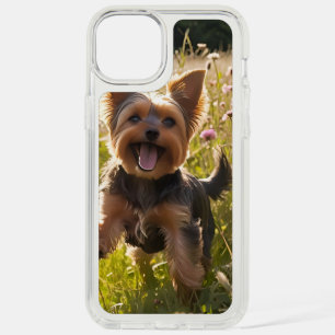 Yorkshire Terriers Playing in the Grass iPhone 15 Plus Case