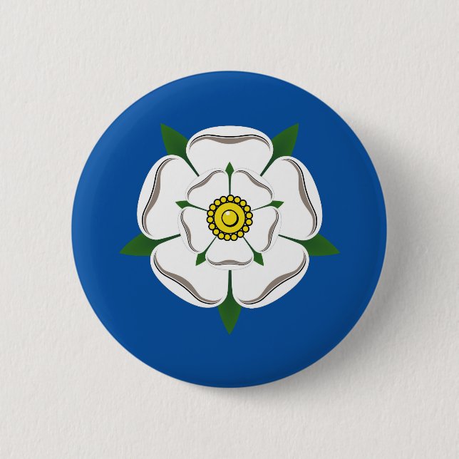 Yorkshire white rose badge button (Front)