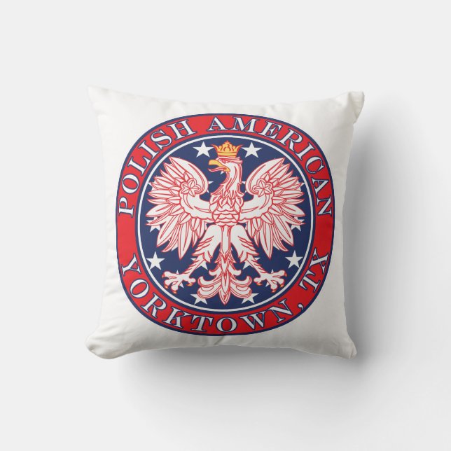 Yorktown Texas Polish American Eagle Throw Pillow (Front)