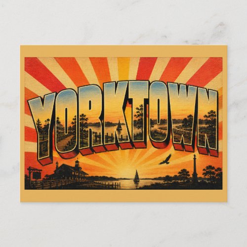 Yorktown VA River Waterfront Historic Town Art Postcard