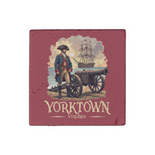 Yorktown Virginia Colonial Soldier Vintage Stone Magnet