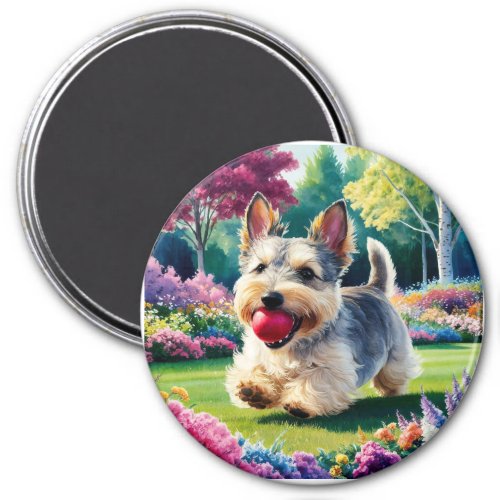 Yorshire Terrier Puppy Playing in the Park Magnet