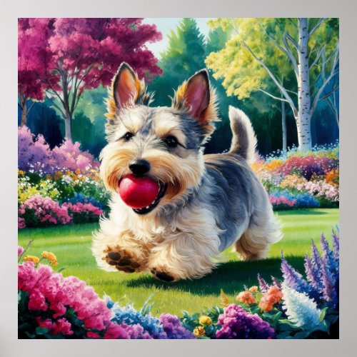 Yorshire Terrier Puppy Playing in the Park Poster