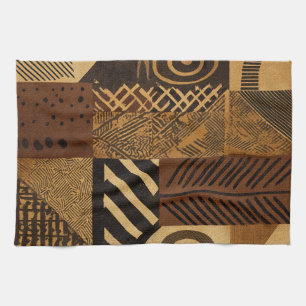 Yoruba African designs in earth tones Kitchen Towel