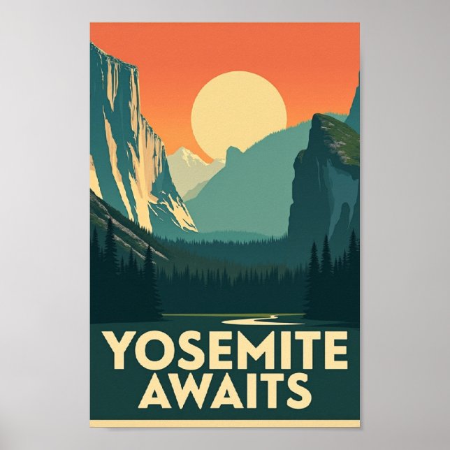 Yosemite Awaits - Retro Travel Poster (Front)