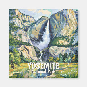 Yosemite Bridalveil Fall Colorful Van Gogh Vintage Magnet