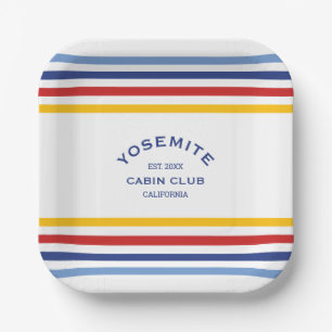 Yosemite Cabin Club Custom Crest Park Stripe Paper Plates
