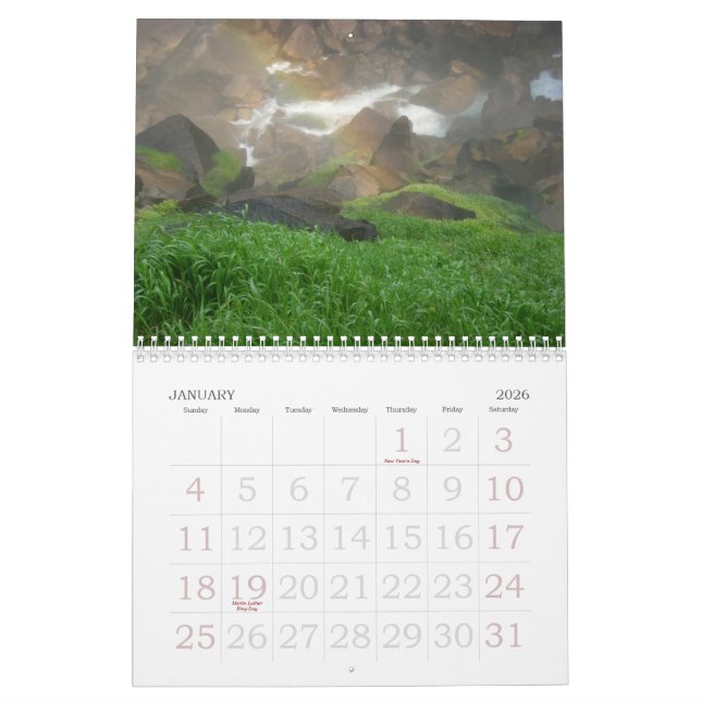Yosemite Calendar (Jan 2026)