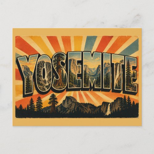 Yosemite California Granite Waterfall Sequoia Art Postcard