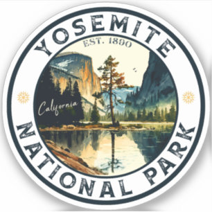 Yosemite California mountain vintage watercolor Sticker