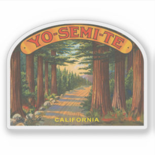 Yosemite California vintage forest scene Sticker