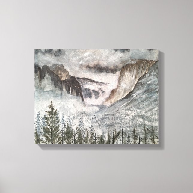 YOSEMITE CALIFORNIA WATERCOLOR CANVAS PRINT (Front)