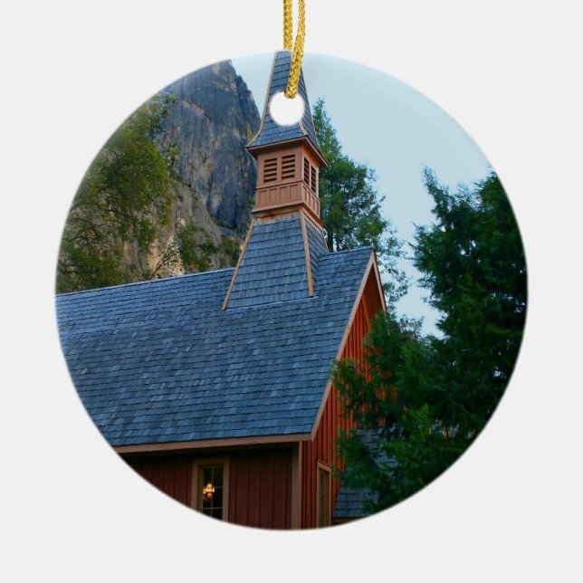 Yosemite Chapel Ceramic Ornament (Front)