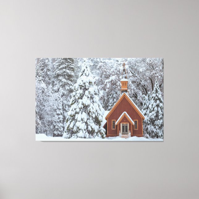 Yosemite Chapel in Snow Canvas Print (Front)