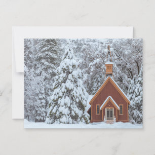 Yosemite Chapel in Snowy Forest Postcard