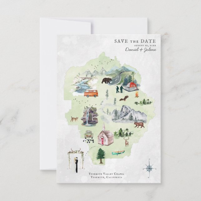 Yosemite | Destination Wedding Itinerary Map (Front)