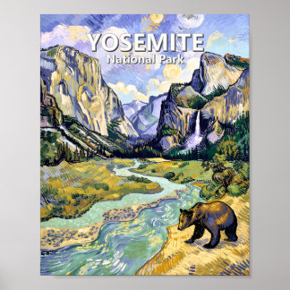 Yosemite El Capitan Bear Tunnel View Van Gogh Art Poster
