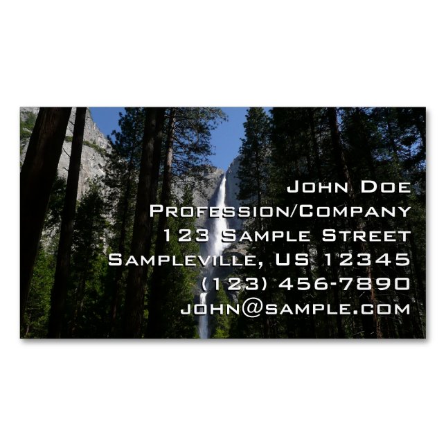 Yosemite Falls and Woods Landscape Photography Business Card Magnet (Front)