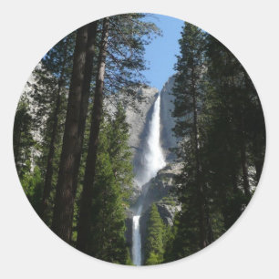 Yosemite Falls and Woods Landscape Photography Classic Round Sticker