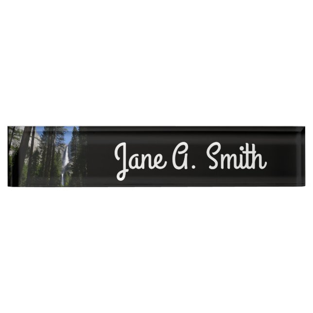Yosemite Falls and Woods Landscape Photography Desk Name Plate (Front)