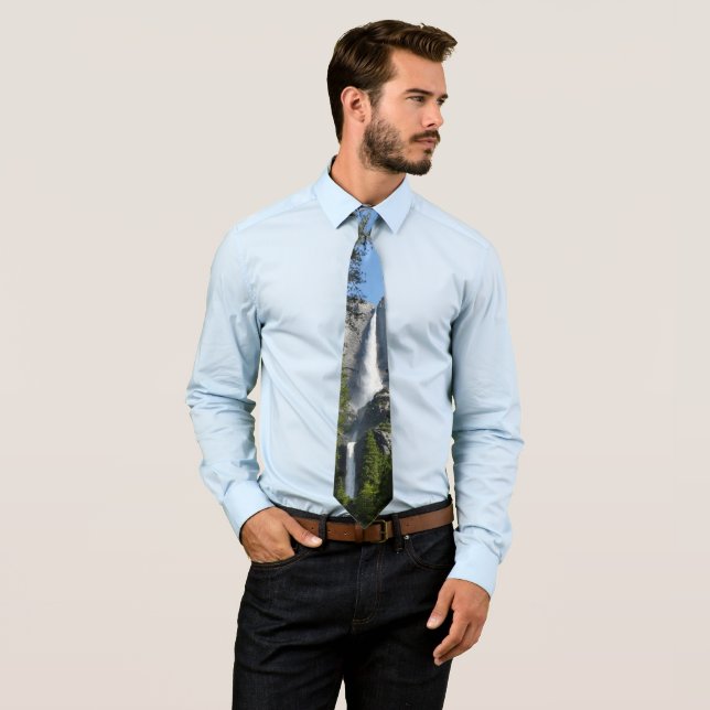 Yosemite Falls and Woods Landscape Photography Neck Tie (In Situ)