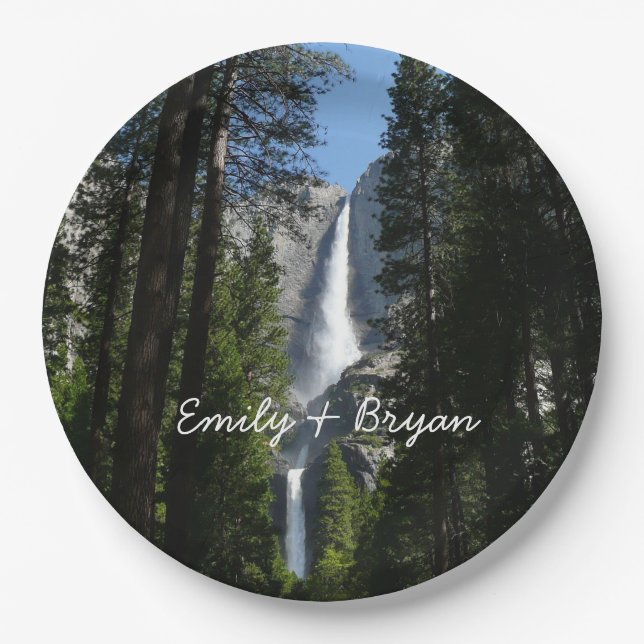Yosemite Falls and Woods Landscape Photography Paper Plates (Front)