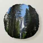Yosemite Falls and Woods Landscape Photography Round Pillow