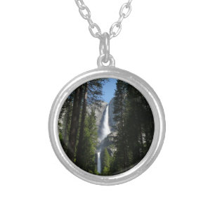 Yosemite Falls and Woods Landscape Photography Silver Plated Necklace
