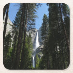 Yosemite Falls and Woods Landscape Photography Square Paper Coaster