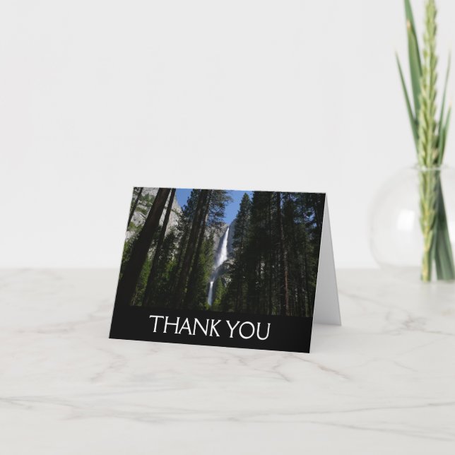 Yosemite Falls and Woods Landscape Photography Thank You Card (Front)