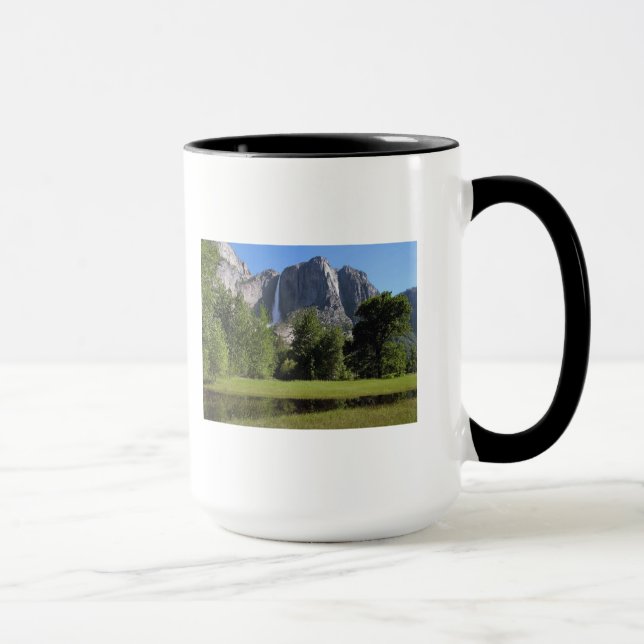 Yosemite Falls from Valley in California Mug (Right)