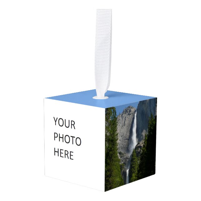 Yosemite Falls II from Yosemite National Park Cube Ornament (Front Angled)