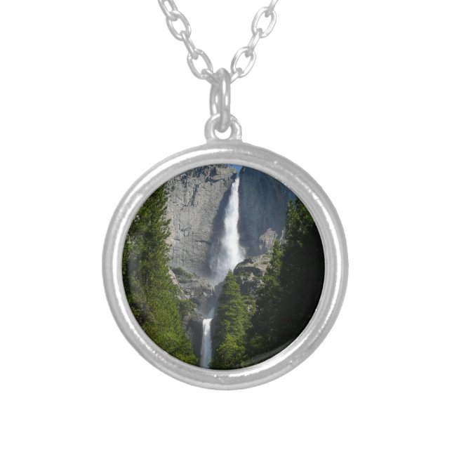 Yosemite Falls II from Yosemite National Park Silver Plated Necklace (Front)