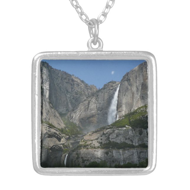 Yosemite Falls III from Yosemite National Park Silver Plated Necklace (Front)