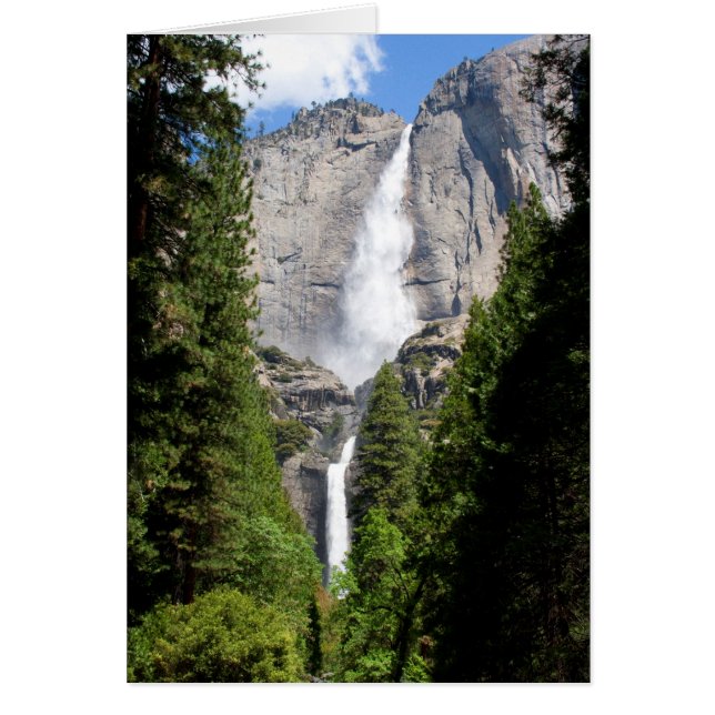 Yosemite Falls in May (Custom Message) Cards (Front)