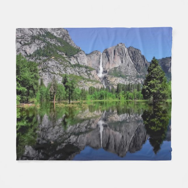 Yosemite Falls Reflection Fleece Blanket (Front (Horizontal))
