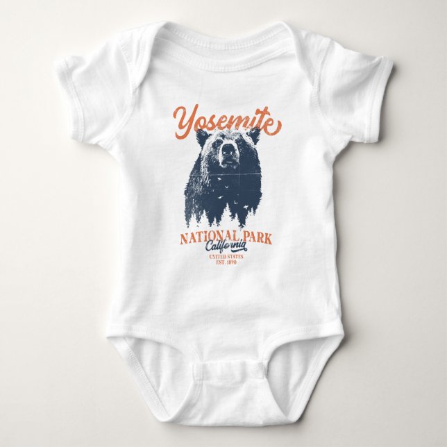 Yosemite Grizzly Bear California National Park Baby Bodysuit (Front)