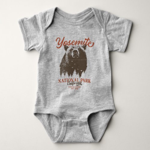 Yosemite Grizzly Bear California National Park Baby Bodysuit