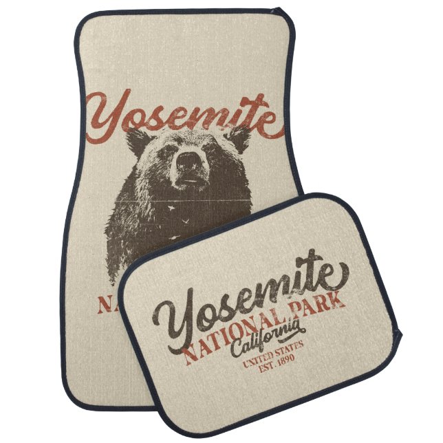 Yosemite Grizzly Bear California National Park Car Floor Mat (Set)