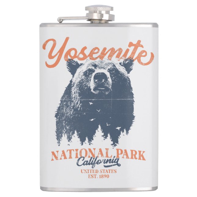 Yosemite Grizzly Bear California National Park Flask (Front)