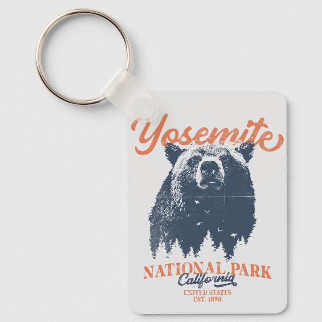 Yosemite Grizzly Bear California National Park Keychain (Front)