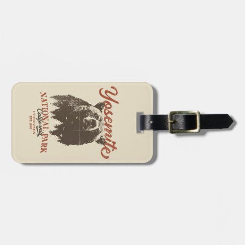 Yosemite Grizzly Bear California National Park Luggage Tag