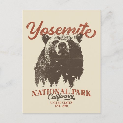 Yosemite Grizzly Bear California National Park Postcard