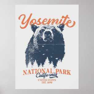 Yosemite Grizzly Bear California National Park Poster