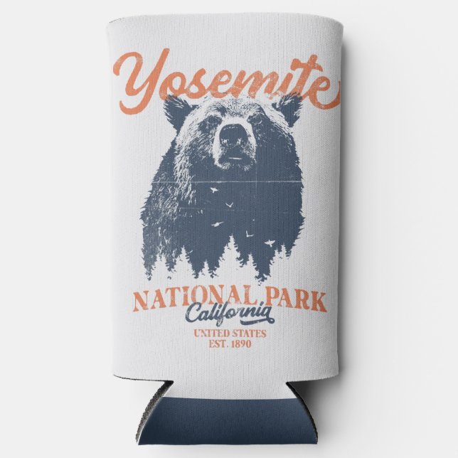 Yosemite Grizzly Bear California National Park Seltzer Can Cooler (Front)