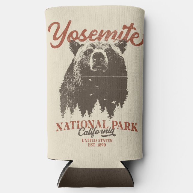 Yosemite Grizzly Bear California National Park Seltzer Can Cooler (Front)